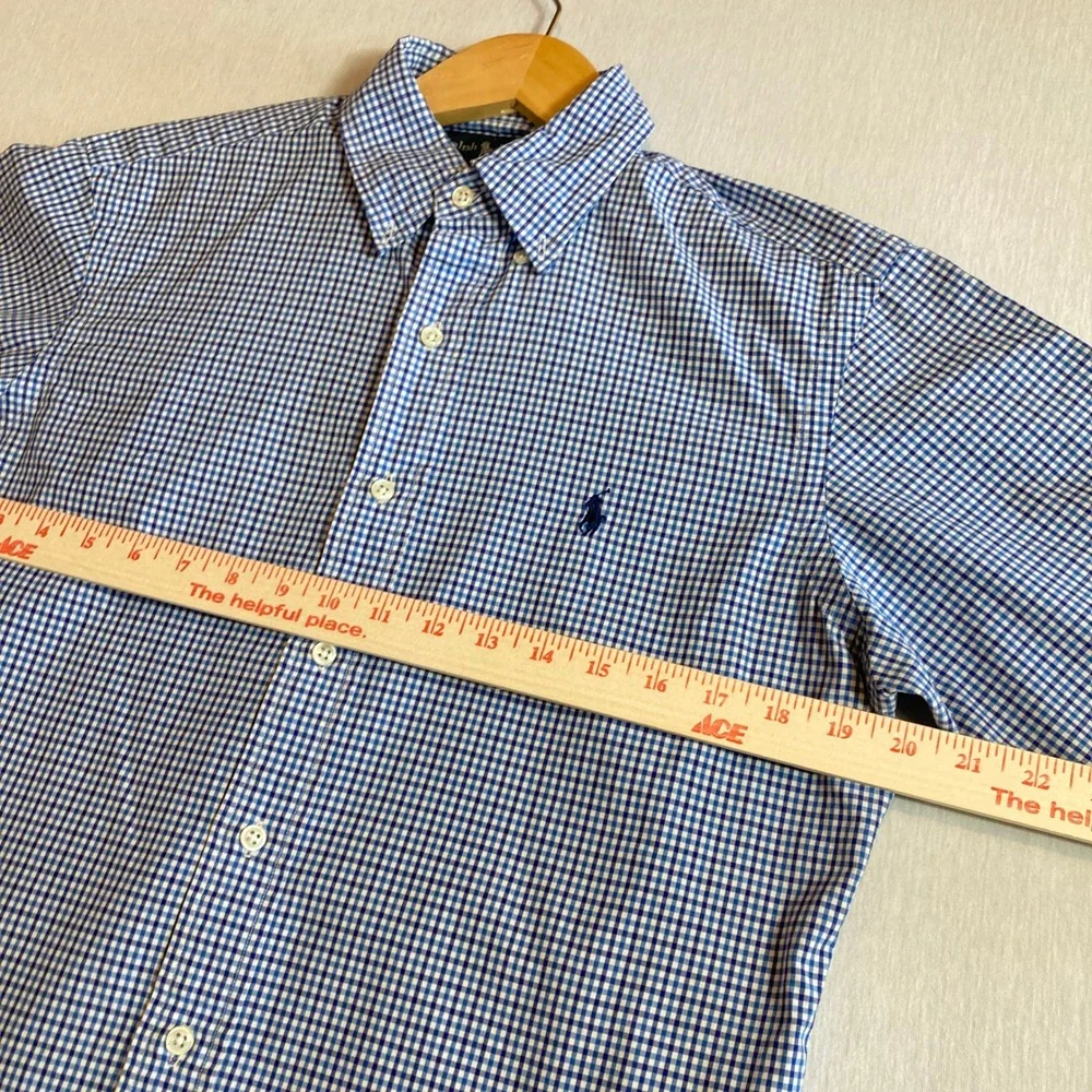 Polo Ralph Lauren Mens S Classic Fit Blue White Gingham Button Down Shirt Preppy